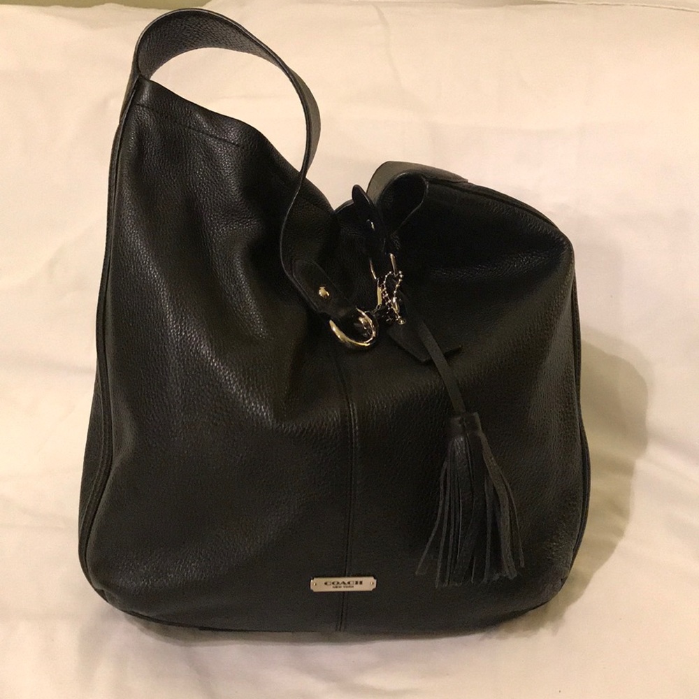 Coach Avery Black Leather Hobo
